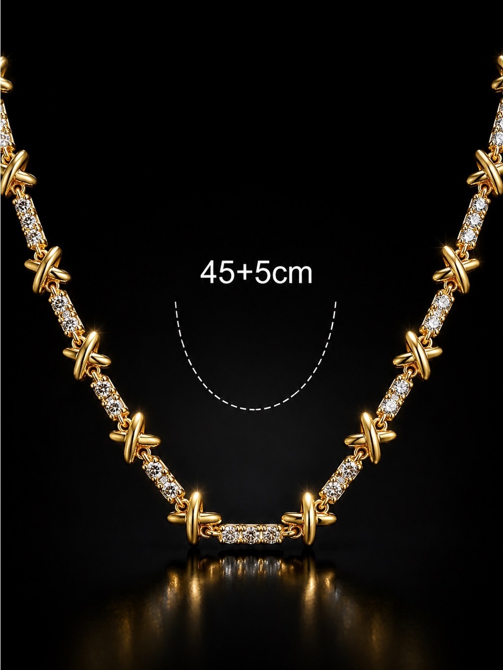 Gold Crystal X-Link Necklace - Picture 6 of 6